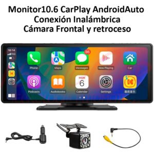 Monitor 10.6" CarPlay Android Auto Android 13 Doble Cámara DVR Bluetooth GPS
