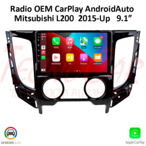Radio Mitsubishi L200 2015 Up CarPlay Android Auto 9.1” Pantalla QLED Android 15 OEM