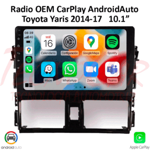 Radio Toyota Yaris 2014-17 CarPlay Android Auto 10.1” QLED Android 15 Bluetooth GPS OEM