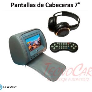 Pantalla Cabecera 7” DVD USB SD con Audífono Inalámbrico HAWK Reemplazo Original