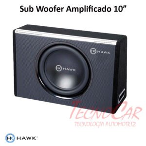 Subwoofer Activo HAWK Caja Plana 10" 600W Bajo Asiento Amplificado