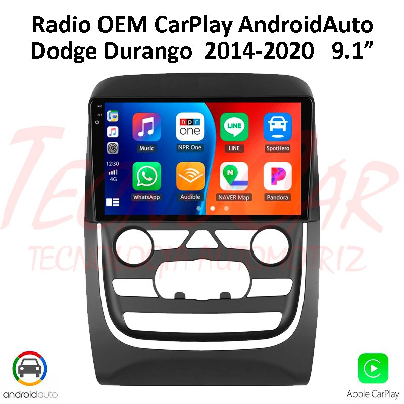 Radio Dodge Durango 2014-2020 9.1” QLED CarPlay Android Auto GPS Bluetooth Android 15 OEM