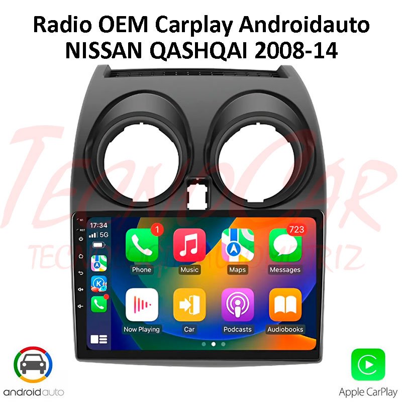Radio Nissan Qashqai 2008-2014 CarPlay Android Auto 9.1” QLED Android 15 OEM
