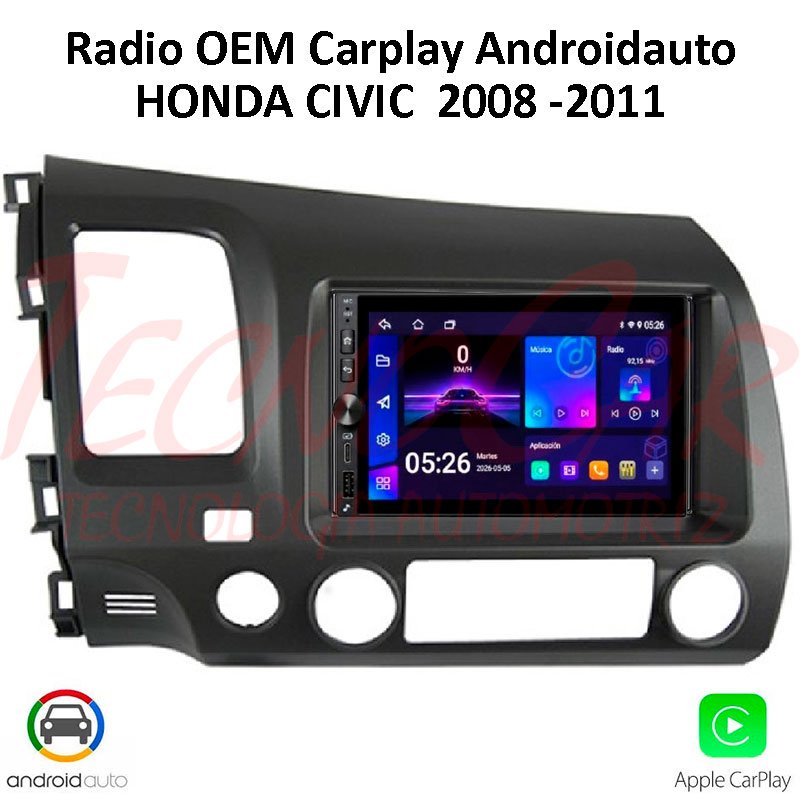 Radio Honda Civic 2008 - 2011 7” QLED CarPlay Android Auto GPS Bluetooth Android 15 OEM - Imagen 2