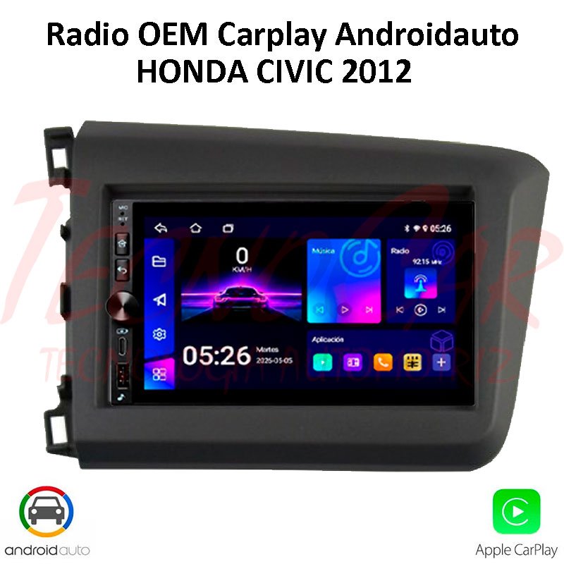 Radio Honda Civic 2012 7” QLED CarPlay Android Auto GPS Bluetooth Android 15 OEM - Imagen 2